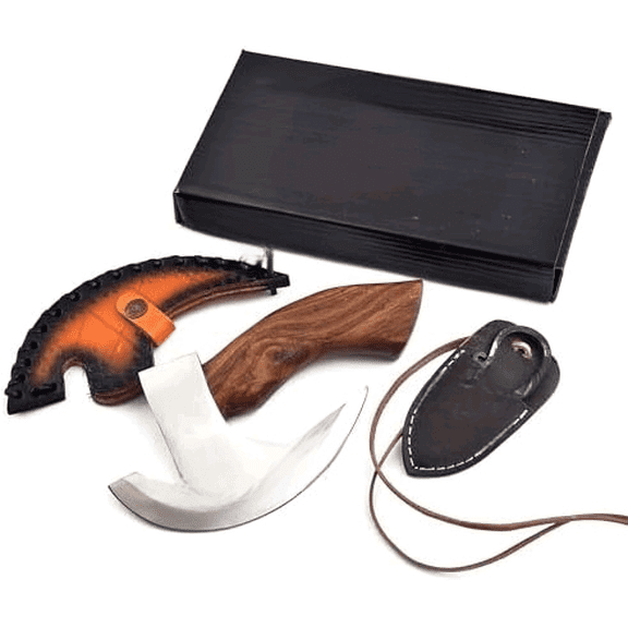 Handmade Viking Pizza Cutter  Carbon Steel Axe Blade with Rosewood Handle & Leather Sheath  Small Kitchen Knife for Pizza, Cooking, Camping & Gift for Food Lovers$$Home Decor, Kitchen, & Other