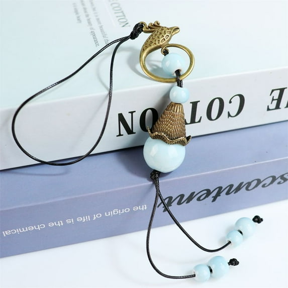 Handmade Vintage Ceramic Butterfly Necklace - Unique Long Boho Sweater Chain, Artisanal Choker