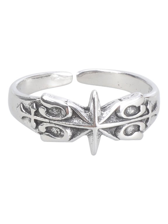 Handmade Vintage Hexagram Rings Silver Plated Metal Rings Finger Accessory Occult Culture Jewelry for Fashion Enthusiast