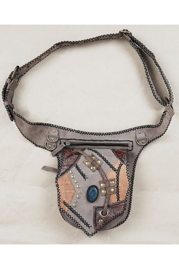 Handmade Vintage Leather Fanny Pack, Adjustable Belt with Zipper Pockets,