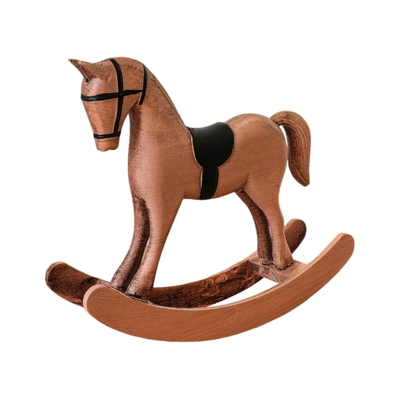 Handmade Vintage Old Collectible Statue Wooden Rocking Horse Figurines Decorative Ornaments Craft Sculpture for Office & Home Room Desktop Christmas Birthday New Year Gift