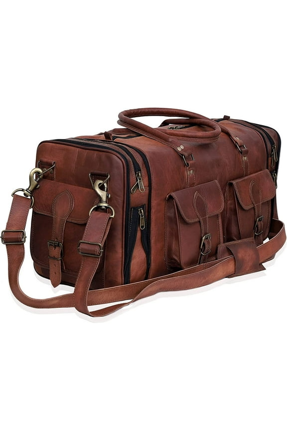 Handmade Vintage Travel Luggage 32 Inch Duffel Gym Sports Bag Weekender Travel Overnight Carry One Duffel Bag For Men