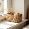 thumbnail image 1 of Handmade Vintage Woven Rattan Storage Basket, Sturdy Durable Natural Paper Rope Divided Organizer Bin Decorative Storage Caddy for Bathroom Bedroom Kitchen Office Makeup Sundries Organization, 1 of 6