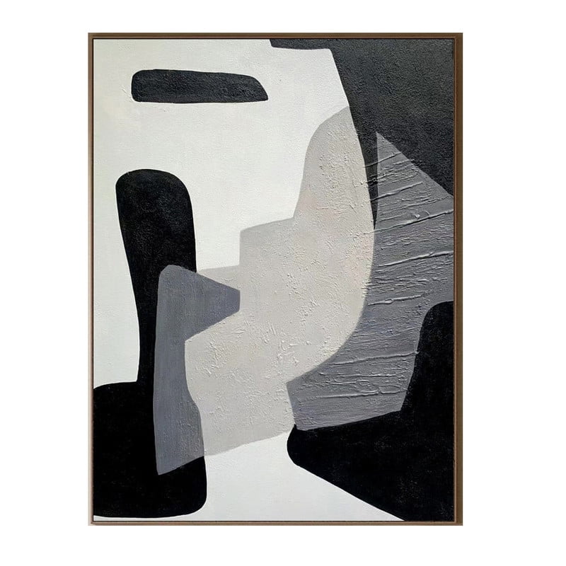 Handmade Wabi Sabi Wall Art Black Beige Abstract Painting Large Black ...