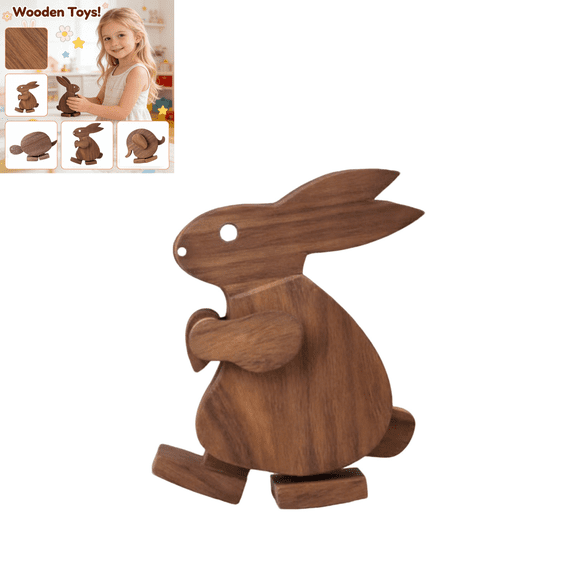 Handmade Walking Wooden Animals Figurines, Gravity Balance Sculpture, Educational Kinetic Desk Ornament for Home, Office and Kids Space, 4.72 Inch, 1 Pack