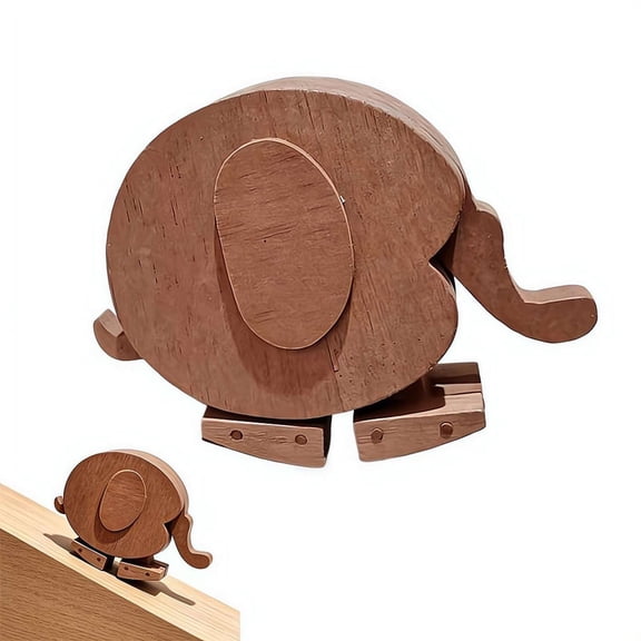 Handmade Walking Wooden Animals, Mechanical Ramp Walker Toy Pull and Push Walkable Elephant Pull Along Walking Turtle, Mechanical Balance Rabbit Walker Sculpture,Wooden Animals Desk Ornament Decor