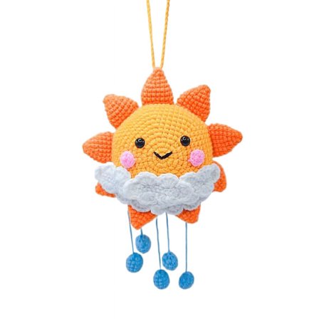 Handmade Wall Hanging Set Of 2, Sun Cloud Pendant Toy Home Art Decor Kids Room Hanging Decor,Girls Bedroom Door Decor Gift