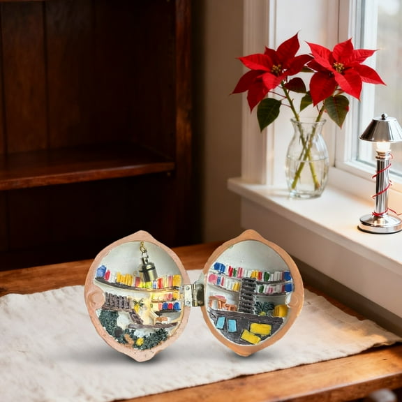 Handmade Walnut Shell Doll House – Miniature Resin Library DIY Kit with Light | Tiny 3D Scene for Desk, Gift & Collectors