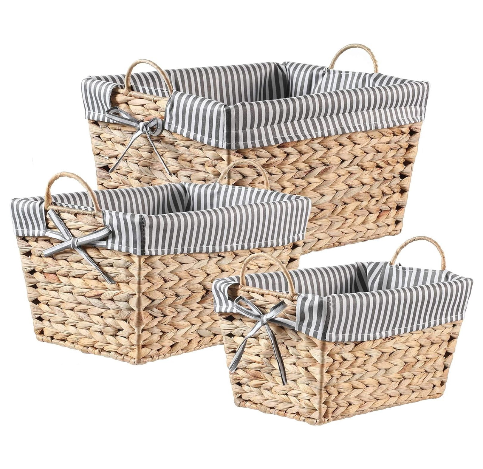 Handmade Water Hyacinth Wicker Baskets, Utility Storage Organizers With ...