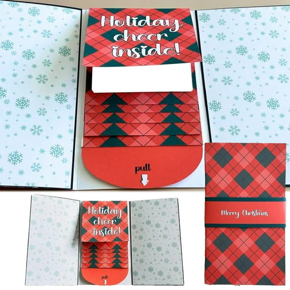 Handmade Waterfall Christmas Gift Card Booklet,Merry Christmas Gift Card Book,Christmas Cash Gift Envelope Money Holders Cash Gift Card Holders Xmas for Men Women Girls Boys Family Envelopes Red,1PCS