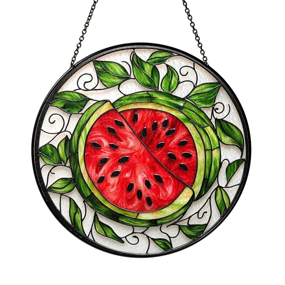Handmade Watermelon Stained Glass Suncatcher – Fruit Inspired Window Decor
