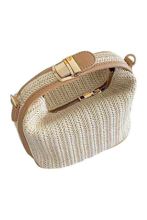 Handmade Weaving Straw Handbag Boho Shopping Travel Bag Shoulder Bags for Travel Ladies Gift
