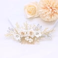 thumbnail image 1 of Handmade Wedding Hair Comb Bridal Hair Accessories With Ceramics Flower,Flower Bridal Hair Clip Side Combs Hair Pieces for Wedding (Silver), 1 of 4