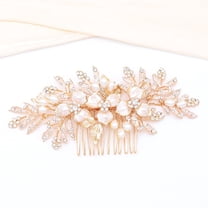 Handmade Wedding Hair Comb Clip Rhinestone Bridal Hair Comb Piece, Hair Accessories for Brides Women (Gold)