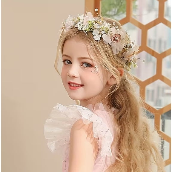 Handmade Wedding Jewelry Accessories - Clear Soup Meat Balls Children's Wreath Crown Hair Band for Brides