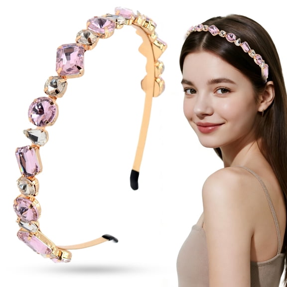 Handmade Wedding Style Headband - Elegant Crystal Hair Accessory, One Size, Shining Rhinestone Design, Comfortable Padded Fit, Bridal Headpiece for Wedding Ceremony Reception and Formal Events