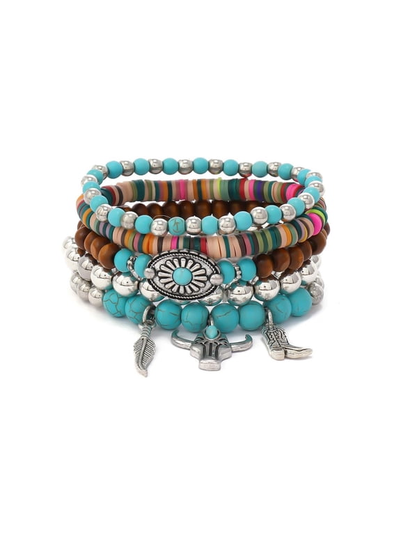 Handmade Western Cowboy Bracelet Set for Women, Vintage Bohemian Country Jewelry Accessories