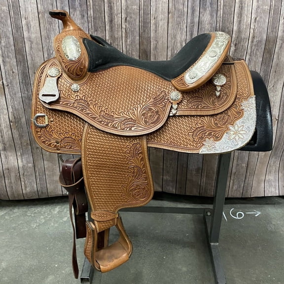 Handmade Western Show Leather Saddle with Headstall & Breast Collar Tooled Leather Design/ All Customization Available