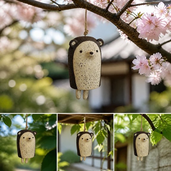 Handmade Whimsical Animal Wind Chime Ornament Rustic Raccoon Rooster Garden Decor Resin Patio Hanging Decoration for Porch Backyard Housewarming Gift