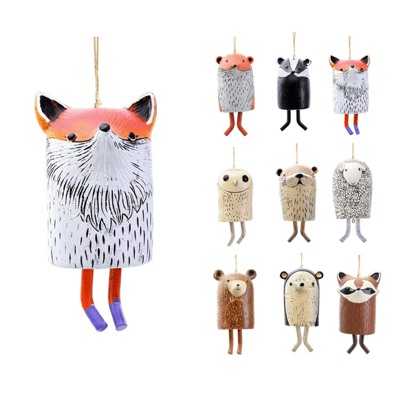 Handmade Whimsical Fox Wind Chime Ornaments, Cute Forest Critter Hanging Decor for Garden Patio Balcony Indoor & Outdoor