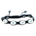 thumbnail image 1 of Handmade White Hamsa Evil Eye Hematite Adjustable inspired Shamballa Bracelet  91088, 1 of 3