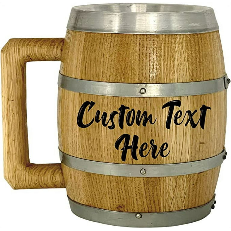 Oak Barrel Mug with Stainless Steel Interior - 16 oz