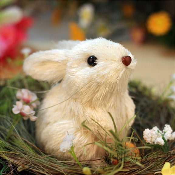 Handmade White Sisal Rabbit Nest Christmas Ornaments - Unique Straw Animal Decor for Holiday Crafting