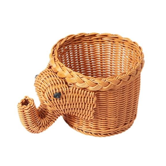 Handmade Wicker Animal Storage Basket Set Cute Rattan Organizer For Toys And Snacks Fish Hippo Deer Elephant Dog Shapes (F)