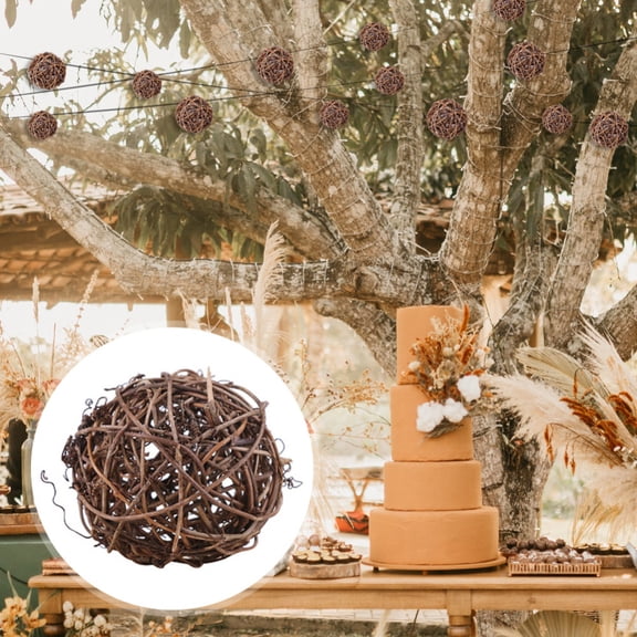 Handmade Wicker Rattan Balls, Natural Vine Balls Bowl and Vase Filler Twig Orbs, Brown Rustic Decorative Ornament for Garden, Wedding, DIY Crafts, Rabbits, Parrot, Bird Toys