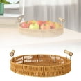 thumbnail image 1 of Handmade Wicker Serving Tray with Handles - Large Round Rattan Basket Organizer for Breakfast, Fruits, Coffee Table Decor - Storage Platter for Bread, Drinks, Centerpiece, 1 of 7