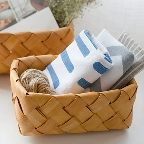 Handmade Wicker Storage Baskets Set Shelf Baskets Woven Decorative Home Storage Bins Decorative Baskets Organizing Baskets Nesting Baskets