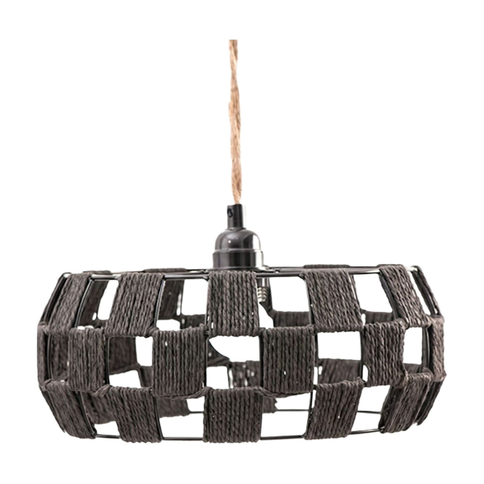 Handmade Wicker Style Chandelier Shade, Retro Weave Pendant Lamp Cover, Rustic Farmhouse Ceiling Lighting Fixture Accessory, Artistic Texture Lamp Protector Shell
