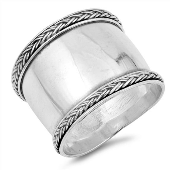 Handmade Wide Bali Rope Milgrain Ring .925 Sterling Silver Thin Band Jewelry Female Male Size 10