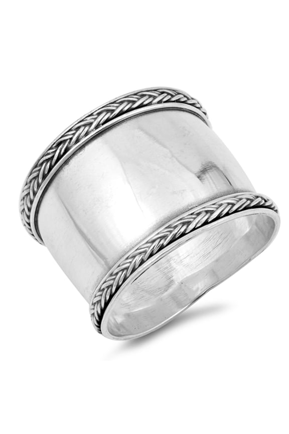 Handmade Wide Bali Rope Milgrain Ring .925 Sterling Silver Thin Band Jewelry Female Male Size 10