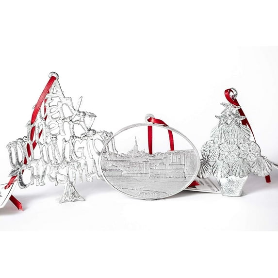 Handmade Wilmington Christmas Ornaments Gift Set of Three - UNCW Graduate Holiday Present - Port City Metal Home Decorations