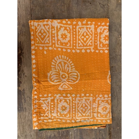 Handmade Winter Gudari Floral Printed Throw Quilt Reversible Blanket Counterpane Bedspread