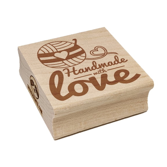 Handmade With Love Crochet Yarn Square Rubber Stamp Stamping Scrapbooking Crafting - Medium 1.75in