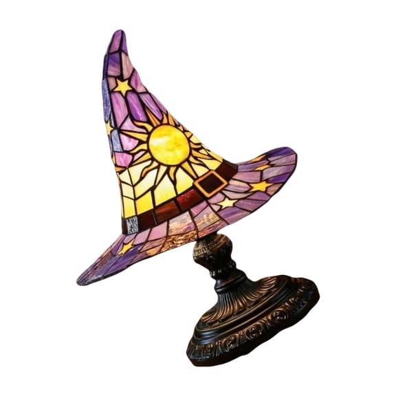 Handmade Wizard Hat USB Powered Table Lamp Mystical Witch Hat Resins Nightlight For Halloween Home Decoration Ornament