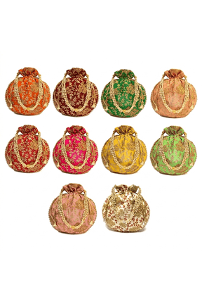 Women's Silk POTLI Clutch Bag, Multicolor, 1