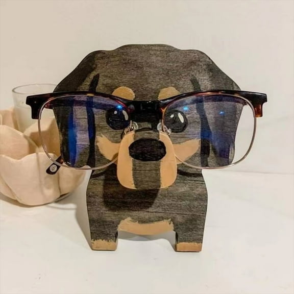 Handmade Wood Animal Eyeglass Holder,Display Stand Creative Cute Animal Glasses Holder Handmade Creative Sunglasses Display for Desktop Accessory,Home Office Decor,Birthday and Christmas Gift (Dog)
