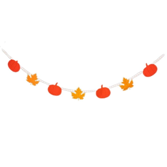 Festive Wooded Bead String and Decor Thanksgiving Day Pumpkin Charm Garlands Banners Home Decorations