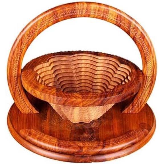 Handmade Wood Carving Fruit Plate, Wooden Folding Fruit Plate, Creative Foldable Dried Fruit Basket Collapsible Bread Nuts Baskets, Gift Basket Fruit Bowl, Frame