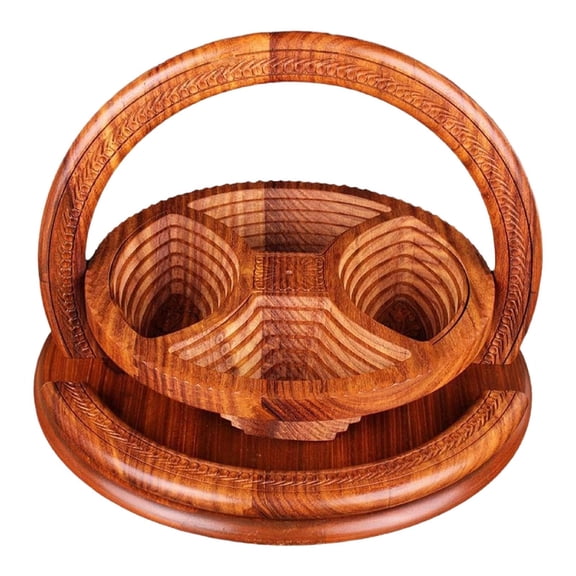 Handmade Wood Carving Fruit Plate, Wooden Folding Fruit Plate, Creative Foldable Dried Fruit Basket, Gift Basket Fruit Bowl - LAILLSH 2026 New
