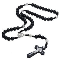Handmade Wood Catholic Rosaries Necklaces Christian Rosary Beads Cross Pendant Necklaces for Men Women Prayer Jewelry