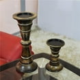 thumbnail image 1 of Handmade Wood Eco-Friendly Traditional Pillar Candle Holder, Medium Polish - Set of 2, 1 of 1
