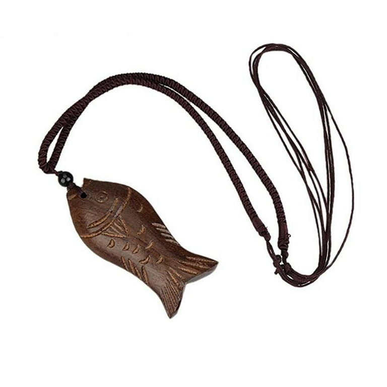 Handmade Wood Fish Necklace Rustic Vintage Style Fish Pendant Sweater  Necklace Neck Jewelry