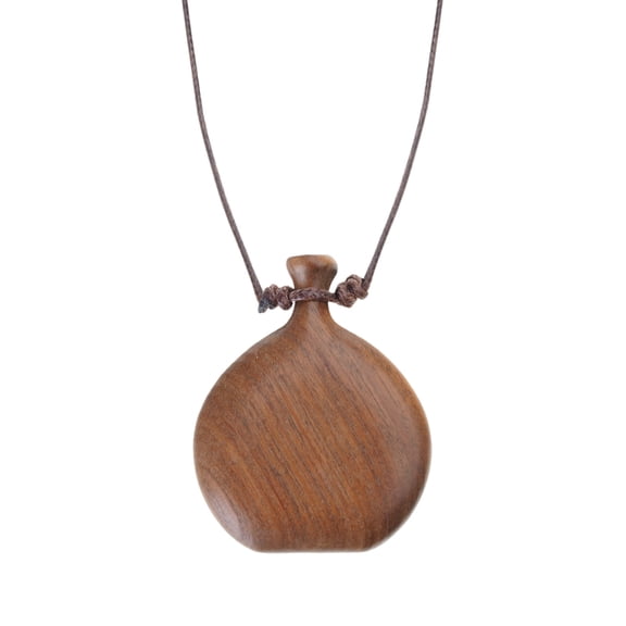 Handmade Wood Flask Necklace Elegant Ethnic Accessory Fashionable Wood Pendant Necklace Wood Texture for Stylish Women