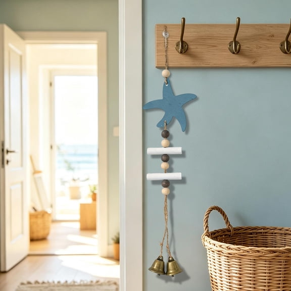 Handmade Wood Nautical Decor Bell, Lightweight Decor Bell, Mediterranean Fish Shaped Wall Ornament, Beach Style Wall Sculpture for Guest Room, Restroom, Coastal Cabin, Indoor Wall Art