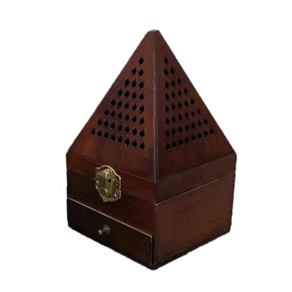 Handmade Wood Pyramid Incence Burning Air Purification Holder Hollowed Out