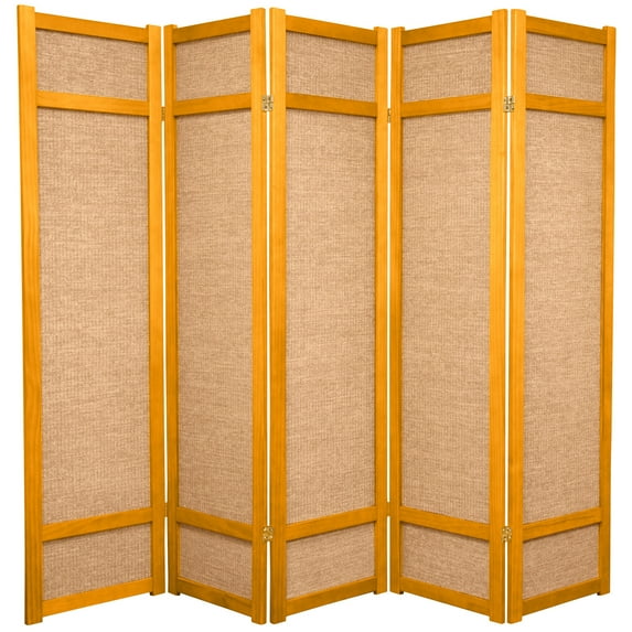 Red Lantern 6 ft. Tall Jute Shoji Screen - 5 Panel - Honey